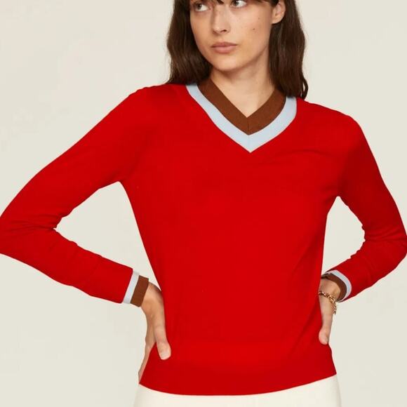 Tory Burch TRIPLE LAYER COLORBLOCK SWEATER size M. - Picture 1 of 12